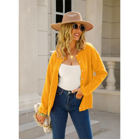 Round Neck Long Sleeve Single-Breasted Sweater - Picture 11 of 11